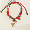 Fiasrel Christmas Bracelets Adjustable Ceramics Beads Santa Deer Charm Bracelets