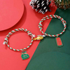 Fiasrel 1pair Christmas Couple Cord Bracelet Gifts Beaded Cord Bracelet Sets Woven Charm Kids Christmas Rope Gifts Bracelet Kit 