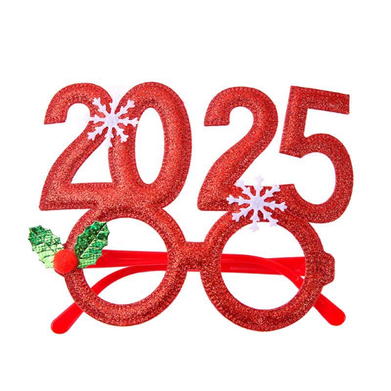 Fiasrel 2025 Christmas Glasses Decorative Glass Party Props New Year Glasses Adult Children Gift