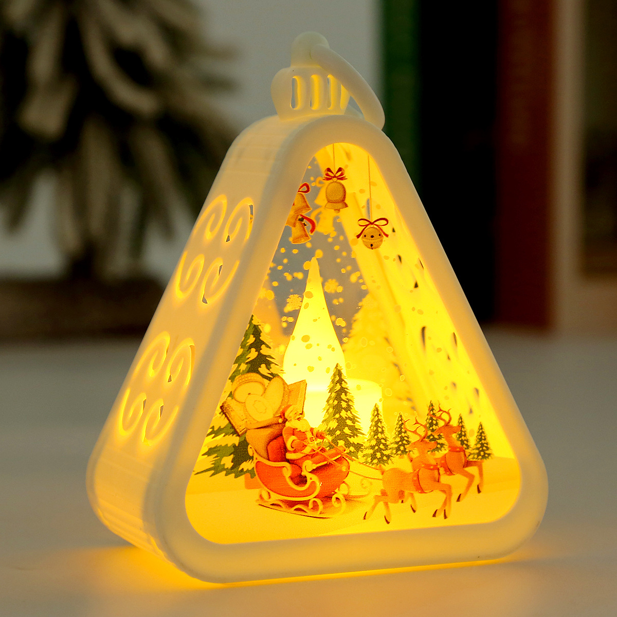 Fiasrel Christmas Vintage Lanterns Christmas Decorations Small Kids Night Lights Gifts Display Windows Desktop Ornaments Props Atmosphere Wind Lights