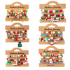 Fiasrel 4pcs/set Christmas Beaded Bracelet Snowman Christmas Tree Old Man Antlers Gift Pendant Bracelets
