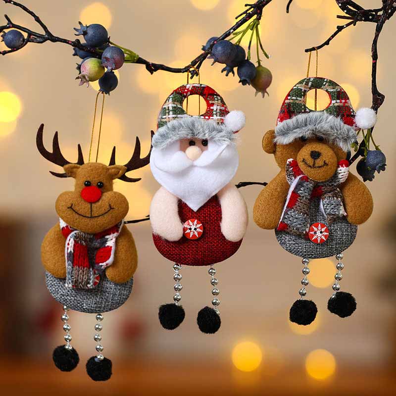 Fiasrel 1/4pcs Christmas Ornaments Santa Claus Snowman Hanging Tree Toy Doll Winter Holiday Home Decorations Kids Gifts