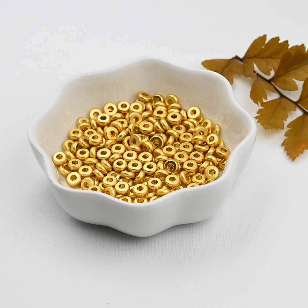 Fiasrel 100pcs Jewelry Accessory Gold Spacers Beads Bracelets Copper Spacer Loose Beads for Jewelry Making