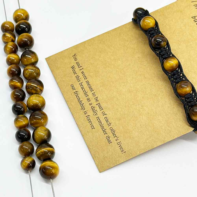 Fiasrel Tiger Eye Stone Loose Beads Yellow Tiger Eye Round Beads