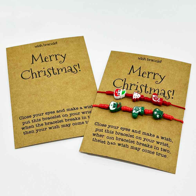 Fiasrel 2pcs Cartoon Christmas Painting Series Christmas Beads for DIY Jewelry Crafts Making Chain Beaded Accessory