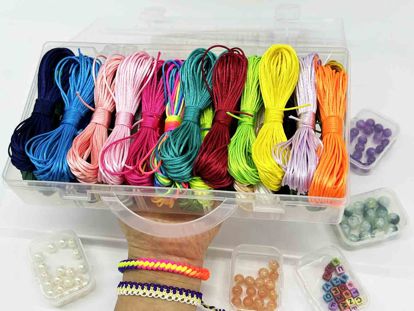 Fiasrel 28pcs 1.5mm 2.0mm 2.5mm Chinese Macrame Knotting Cord Kit for Jewelry Making Bracelet Necklace Earrings