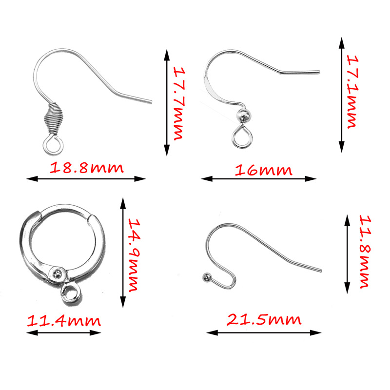 Fiasrel 10/50pairs/lot 316 Stainless Steel Fish Hook Earring Spring Pressed Flat Earring Hooks for Jewellery Making
