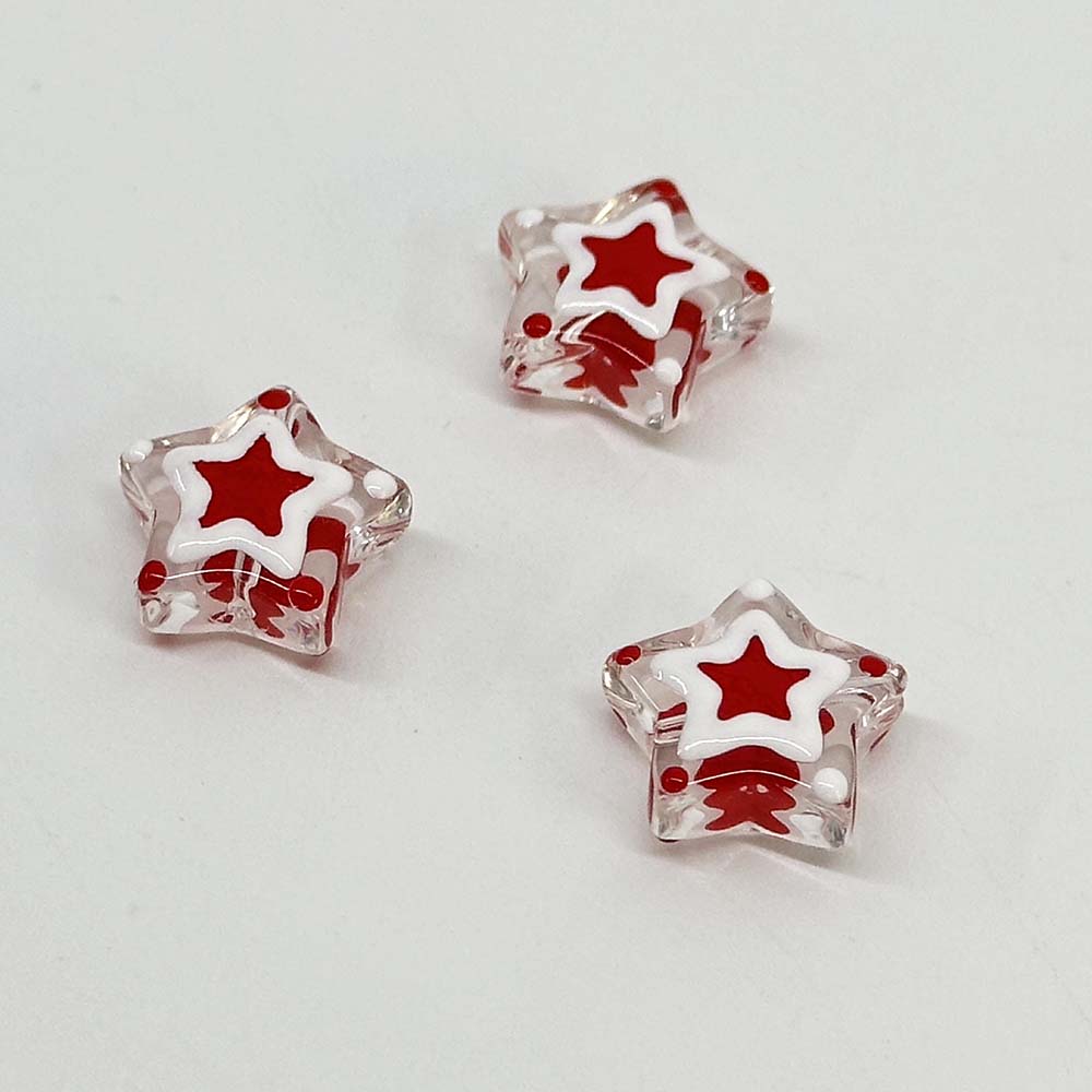 Fiasrel 9pcs Hand-Painted Christmas Glass Beads for DIY Jewelry Making Festive Craft Supplies