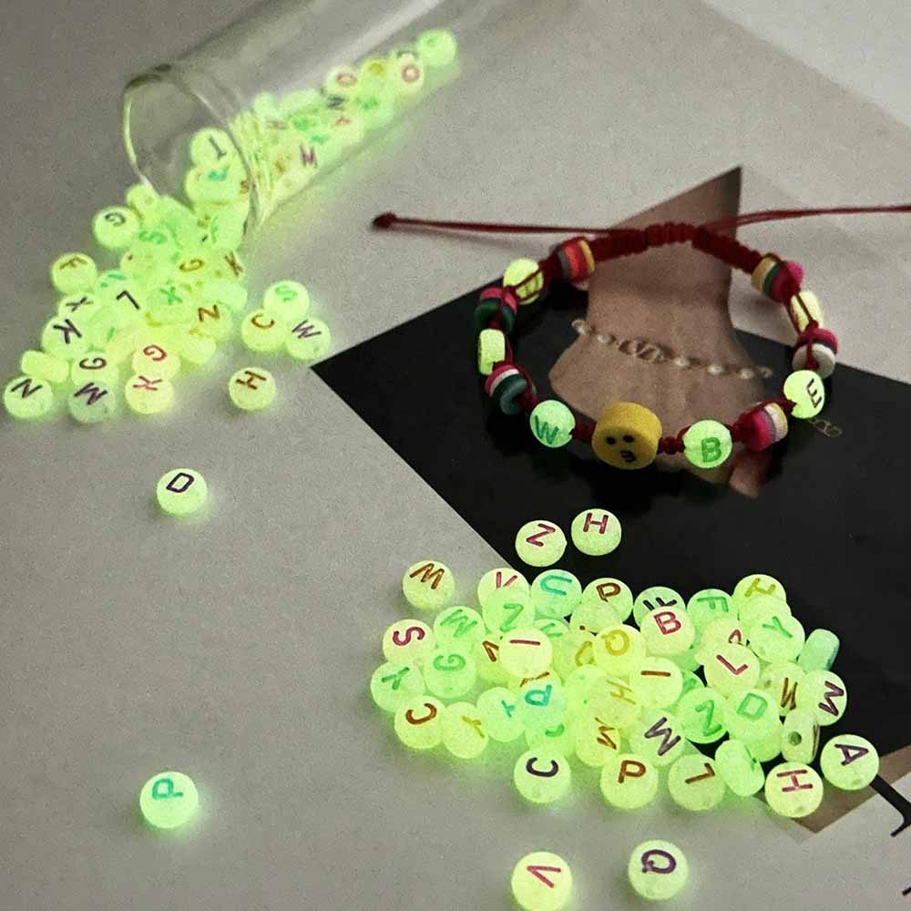 Fiasrel 100/500pcs Fluorescent Acrylic Alphabet Beads for Making Bracelet Necklace Earrings Keychain Jewelry Accessories