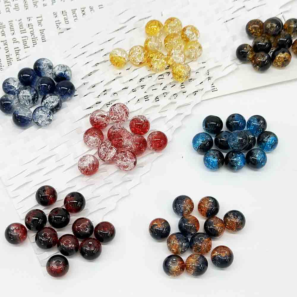 Fiasrel 10mm 10pcs Handmade DIY Bracelet Beads Jewelry Making Crackle Glass Beads