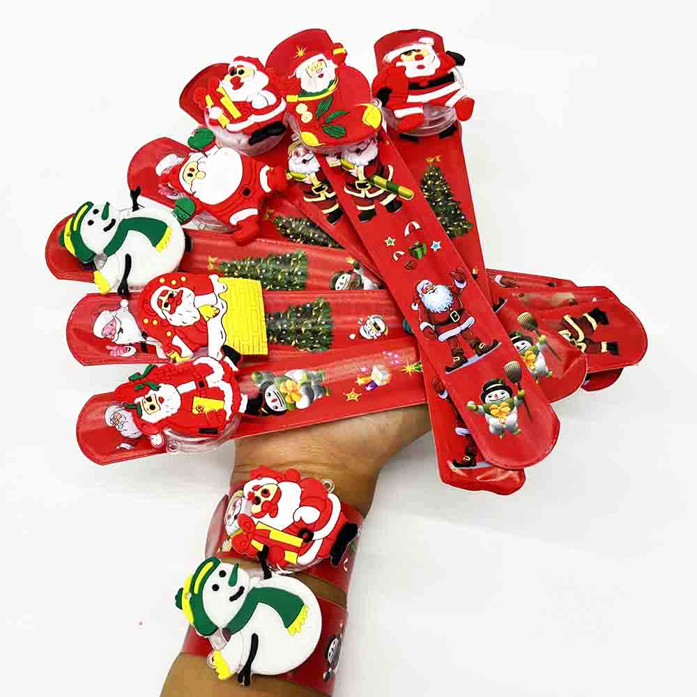 Fiasrel 10pcs Christmas Slap Wristband Santa Claus Christmas Snowflake Decoration Party Christmas Snap Bracelets Slap Wristband for Home Festival Party Supplies Christmas Ornament