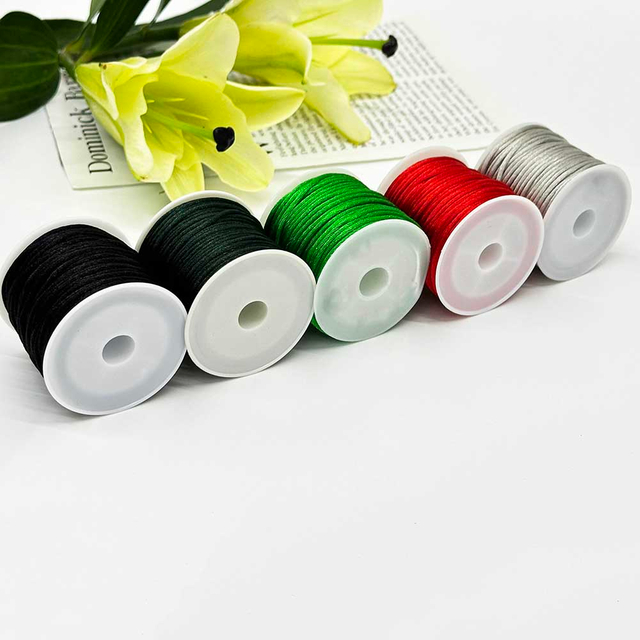 Fiasrel 2mm 5rolls Non-Elastic Colorful Beading Cord Nylon Handwoven Rope Chinese Knotting Silk Macrame Cord for DIY Handmade Bracelet Necklace Jewelry Making Craft 