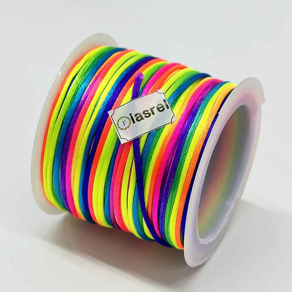 Fiasrel 30pcs 30 Color 1.5mm Rattail Satin Macrame Nylon Silk Cord Braided Jewelry String Thread for DIY Jewelry Making Craft Supplies