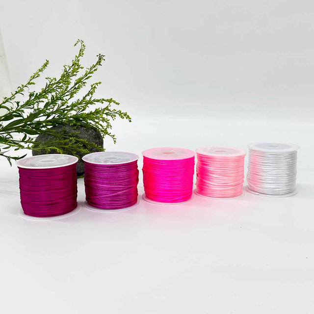 Fiasrel 1.5mm 25yards/roll 43rolls Nylon Thread Cord Handwoven Rope Soft Satin Rattail Silk Macrame Chinese Knot String Cord