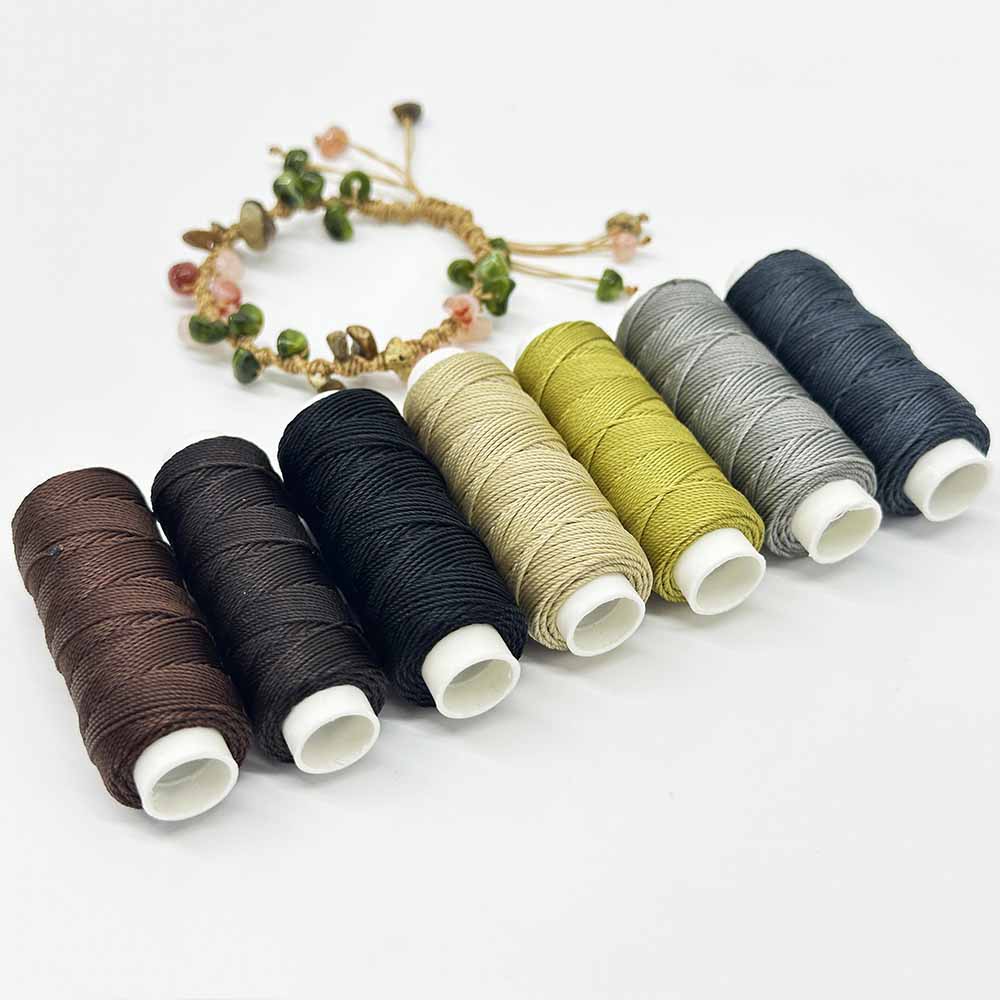 Fiasrel 1set 7pcs 0.55mm Waxed Polyester Cord Set DIY Leather Sewing Thread for Jewelry Making