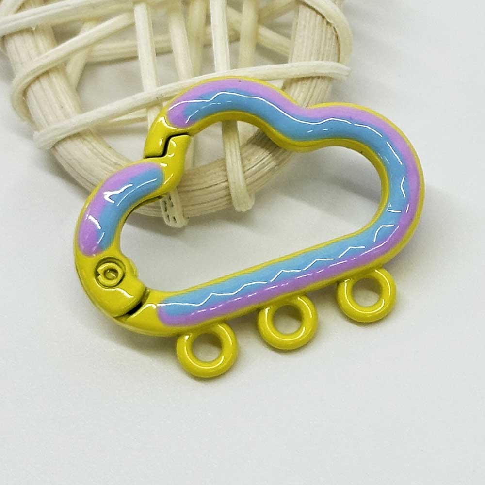 Fiasrel 10pcs Multi-Color Enamel Cloud Keychains with Drill Double-sided Key Buckle DIY Mobile Phone Chain Car Key Hanging Homemade Bag Pendant Spring