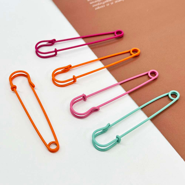 Fiasrel 10pcs 50/63/75/100mm Big Metal Safety Pins Brooch Pins Sewing Tools Mix Base Pins Safety Pins for Jewelry Findings DIY Craft Supplies
