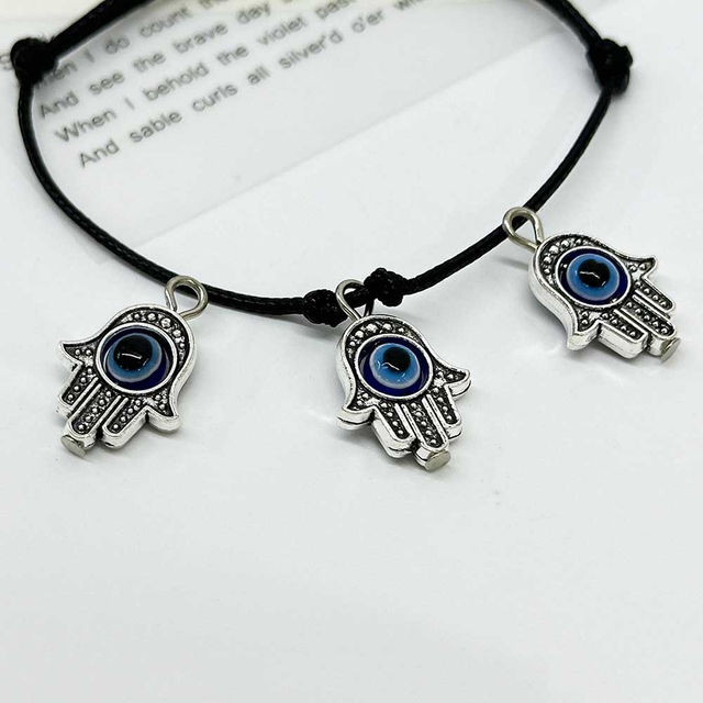 Fiasrel 10/50pcs Alloy Evil Eye Shape Charms Creative Elegant Eye Pattern Hand Shaped Pendants for Jewellery Making Earrings Bracelet Necklace