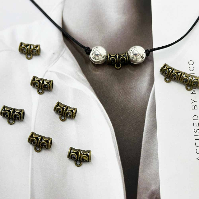 Fiasrel 20pcs Zinc Alloy Bail Beads Connectors Metal Tube Bail Beads Loose Spacer Beads for Jewelry Making