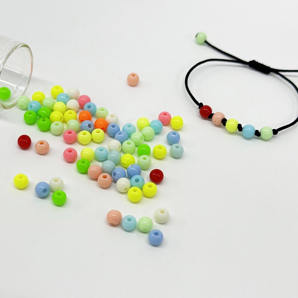 Fiasrel 6-14MM 100pcs Round Spacer Candy Colors Beads Halloween & Christmas Acrylic Jewelry Ball Beads for Making Bracelet Necklace Earring DIY Craft Keychain