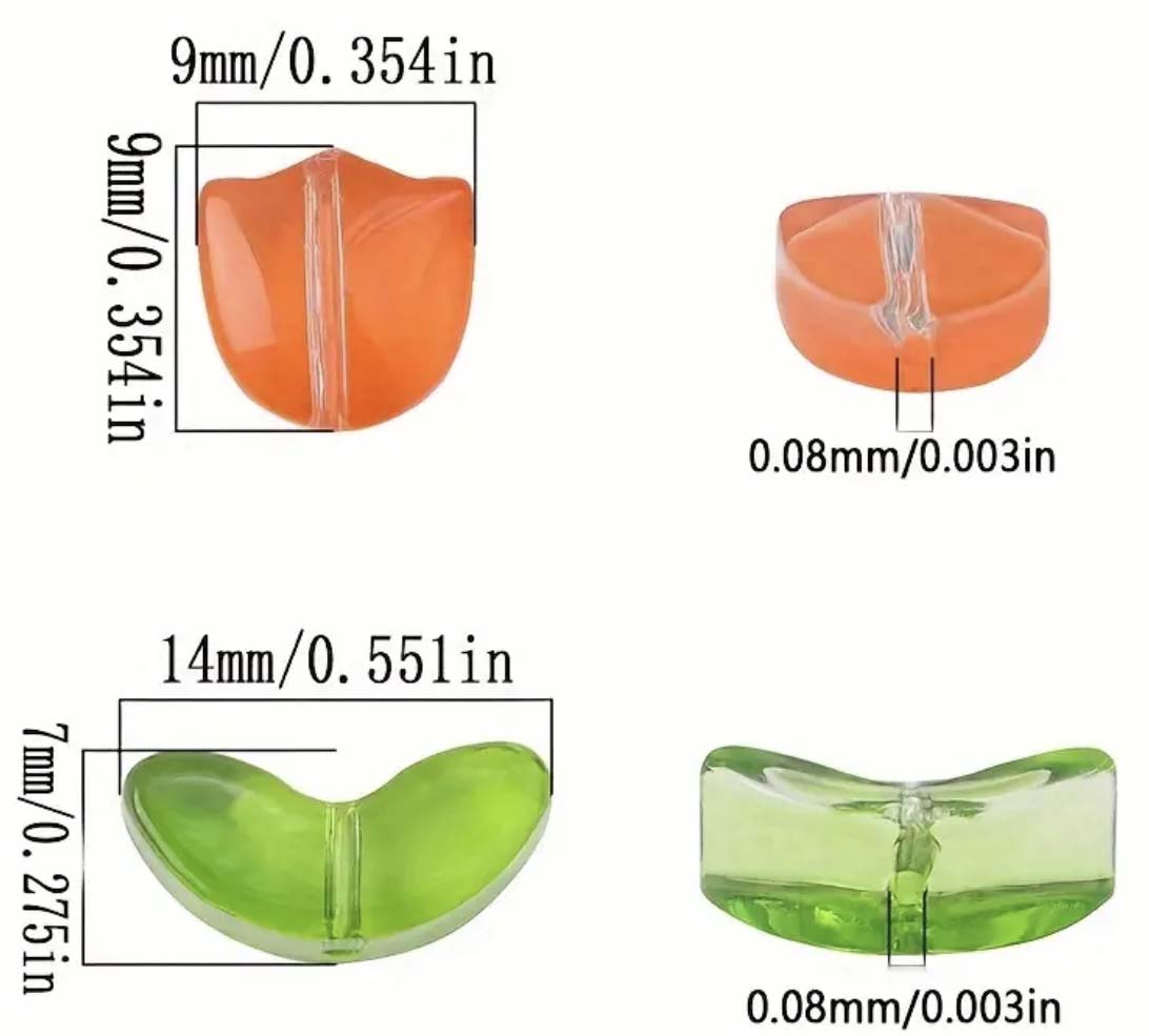 Fiasrel Glass Tulip beads with Flowers And Leaves size