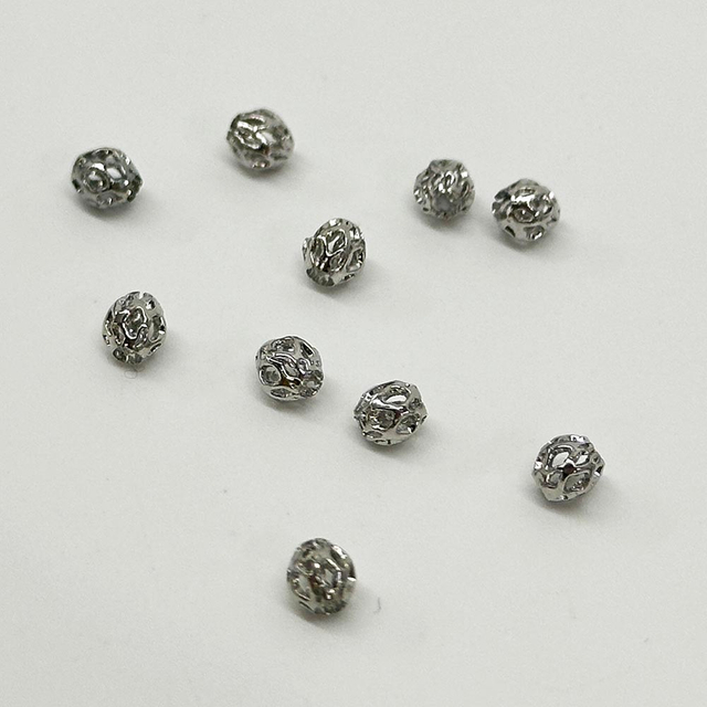 Fiasrel 4/6/8mm Silver Hollow Round Beads Spacer Beads for DIY Jewelry Making Bracelet, Necklace, Earrings Crafts