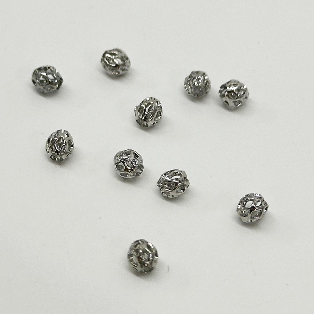 Fiasrel 4/6/8mm Silver Hollow Round Beads Spacer Beads for DIY Jewelry Making Bracelet, Necklace, Earrings Crafts