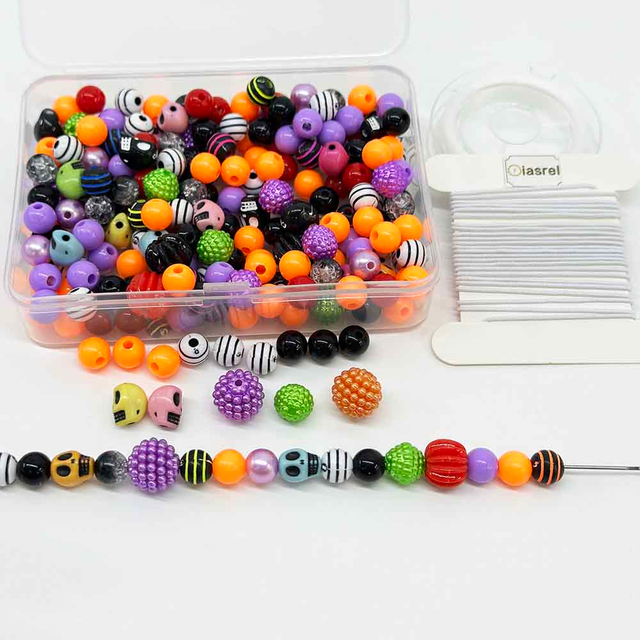 Fiasrel Halloween Soft Clay Beaded DIY Material Pack Clay Beads Kit for Bracelet Jewelry Making
