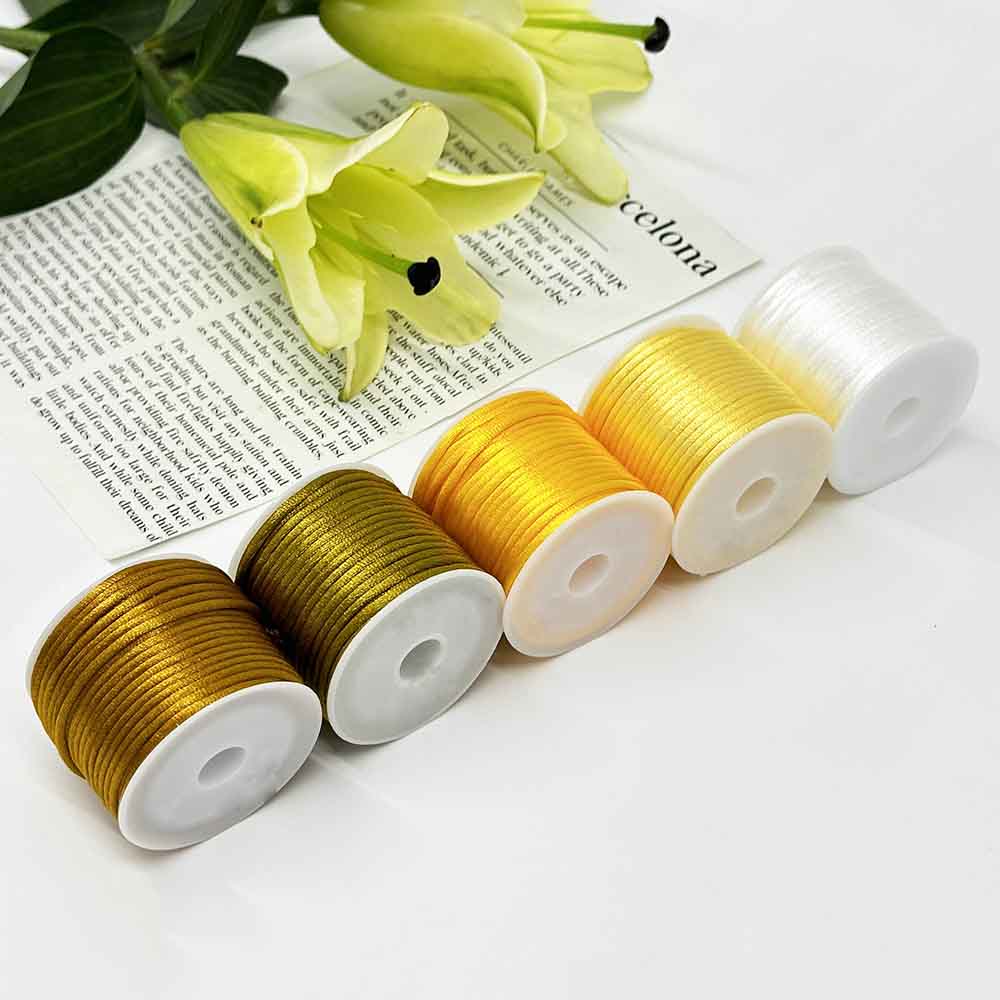Fiasrel 5pcs 2.5mm Multicolor Cord No.5 Jade Thread Chinese Knotting Silk Macrame Cord Rope for Bracelets, Jewelry Making & Sewing Supplies