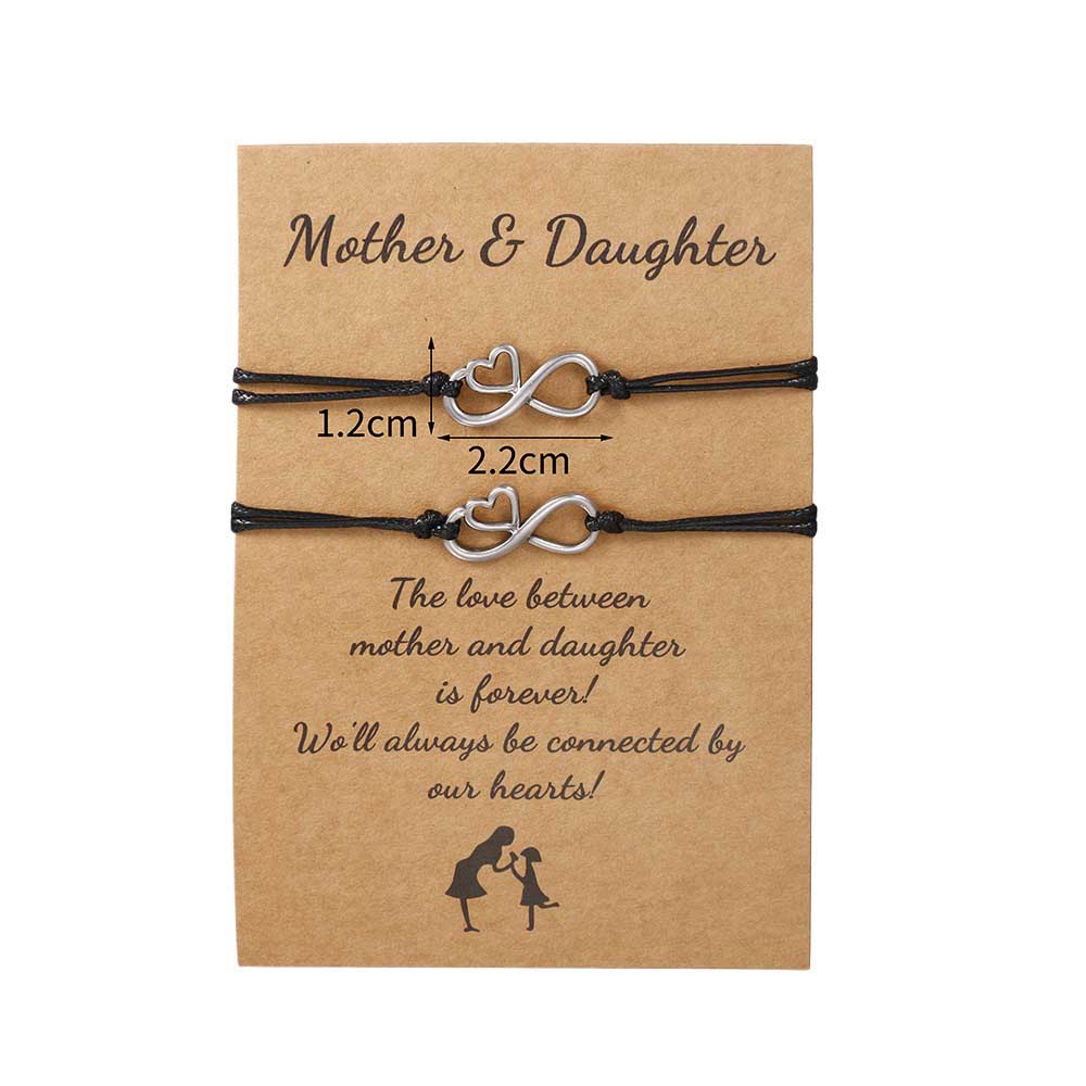 Fiasrel Mother's Day Bracelet Popular 2Pieces/Set Charm Couple Friendship Bracelet Hand-woven 