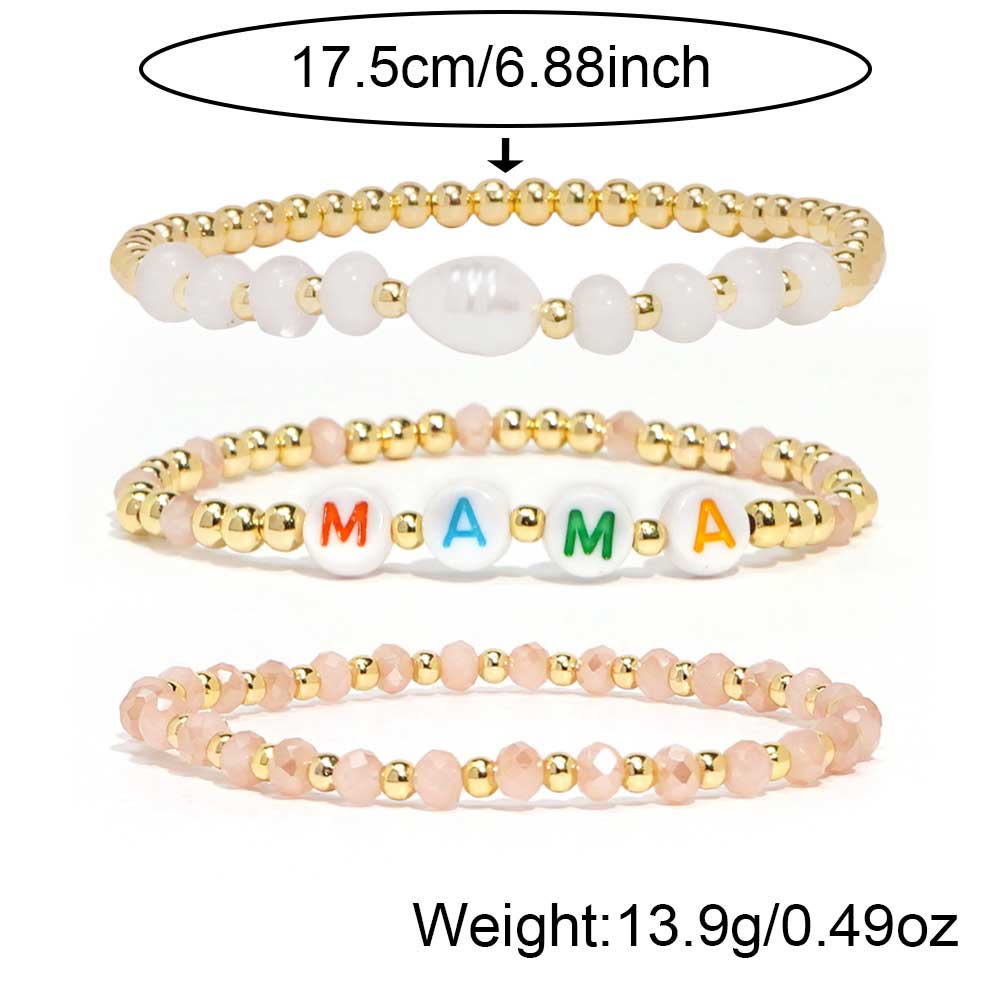 Fiasrel New Trendy Mother's Day Mama Golden Beads Stretch Adjustable Bracelets