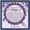 Fiasrel Mother's Day Mom Gift Angel Pendant Bracelet Amethyst Bracelet Obsidian Agate Stone Beads Cards Bracelet 
