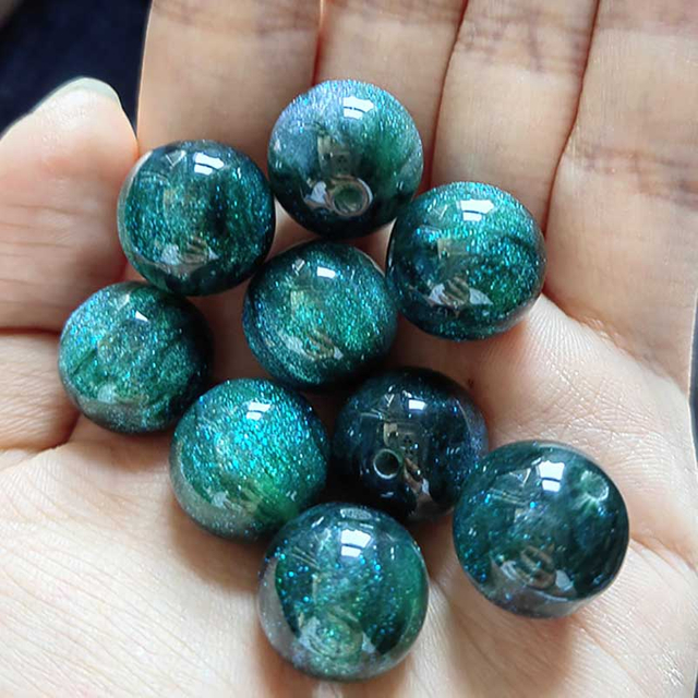 Fiasrel 16mm Glitter Resin Starry Sky Beads – DIY Craft Supplies for Bracelets Accessories