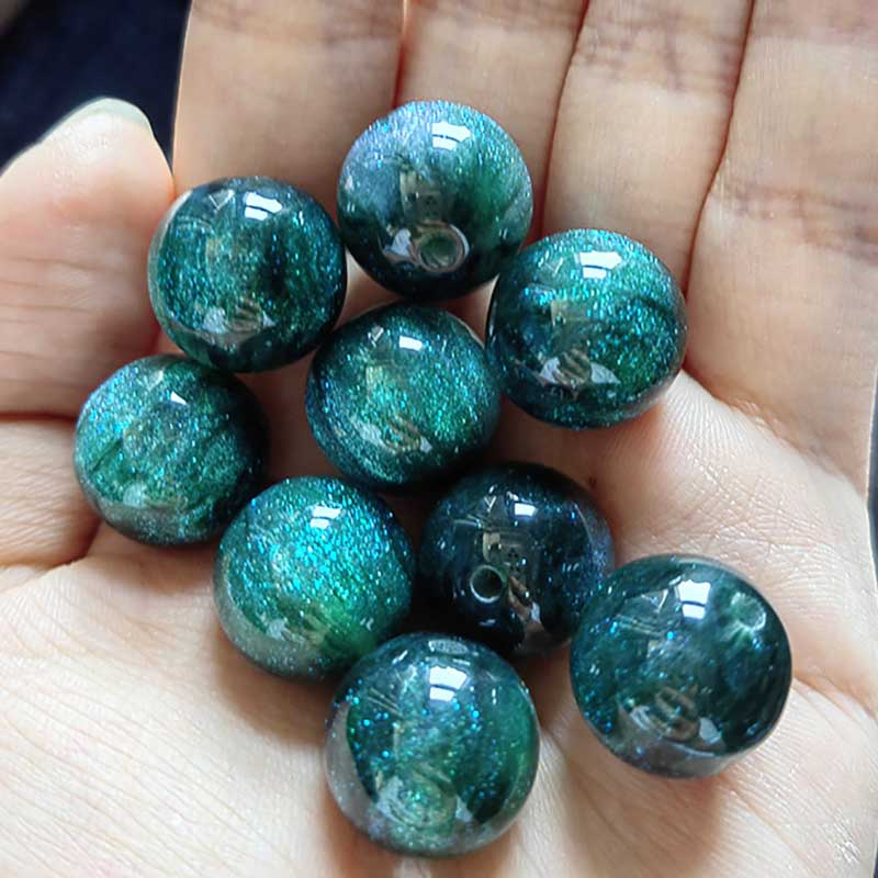 Fiasrel 16mm Glitter Resin Starry Sky Beads – DIY Craft Supplies for Bracelets Accessories
