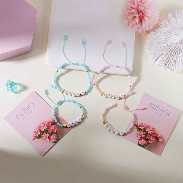 Fiasrel Hot Selling Letter Bead Parent-child Bracelet Set Fashionable Thanksgiving Mother's Day Bead Bracelet Small