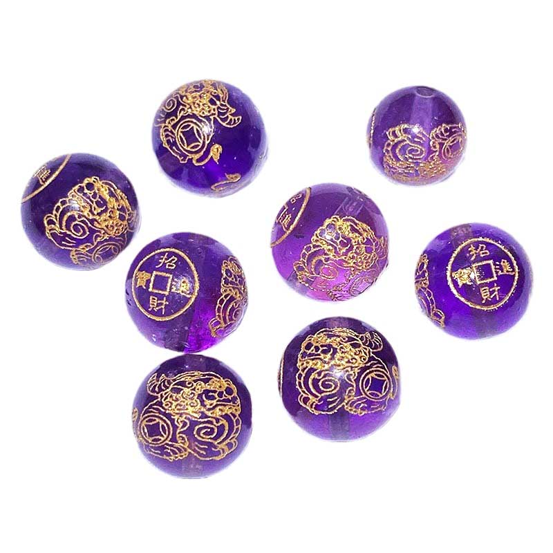 Fiasrel Amethyst Pi Xiu Beads | Wealth-Inviting Pixiu Charm DIY Jewelry | Male/Female Chinese Mythical Creature Beads