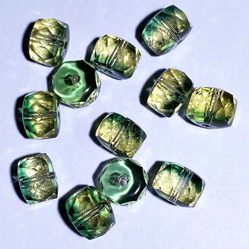 Fiasrel Peacock Dharma King Mantra Beads Faceted Citrine & Green Quartz Scripture Beads Loose Mahamayuri Jewelry Components 