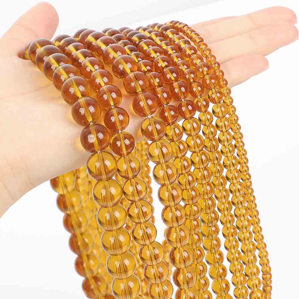 Fiasrel 1bundle Crystal Glass Beads High Quality Transparent Loose Round Amber Beads for Jewelry Making