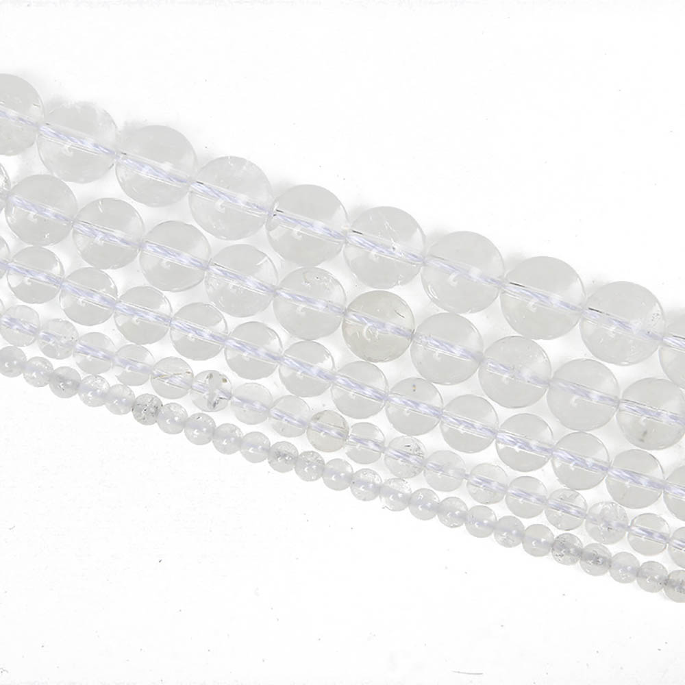 Fiasrel 1bundle 4-16mm Crystal Clear Glass Beads - Transparent Round Loose Beads with Holes High-Gloss Craft Beads for Jewelry