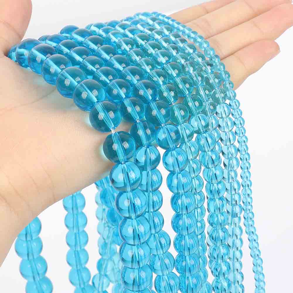 Fiasrel 1bundle High Quality Round Glass Beads Smooth Transparent Crystal Loose Bead Jewelry Necklace DIY Production