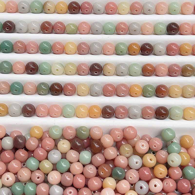 Fiasrel Round Stone Beads Natural Alxa Stone Beads for Jewelry Making DIY Bracelet Necklace