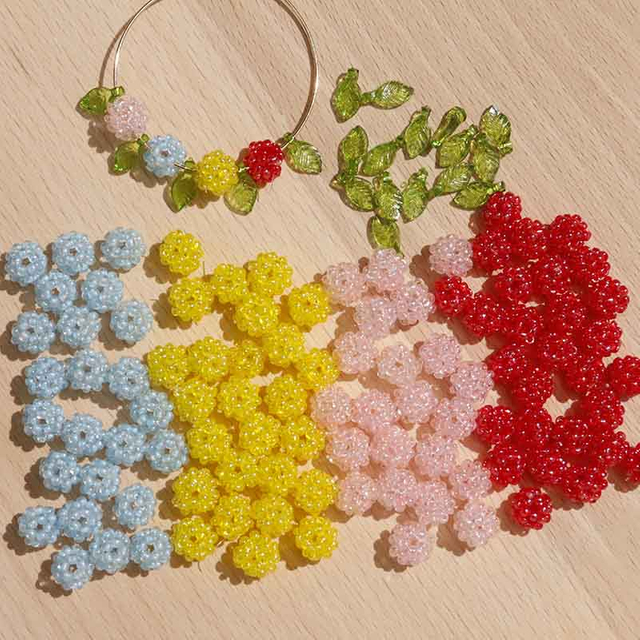 Fiasrel Small Fresh Flower Rice Bead Braided Pendant Diy Handmade Beaded Earrings Necklace Jewelry Accessories