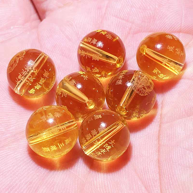 Fiasrel Engraved Buddhist Mantra Beads - DIY Citrine Bracelet Making Kit with Sanskrit Prayer Carvings