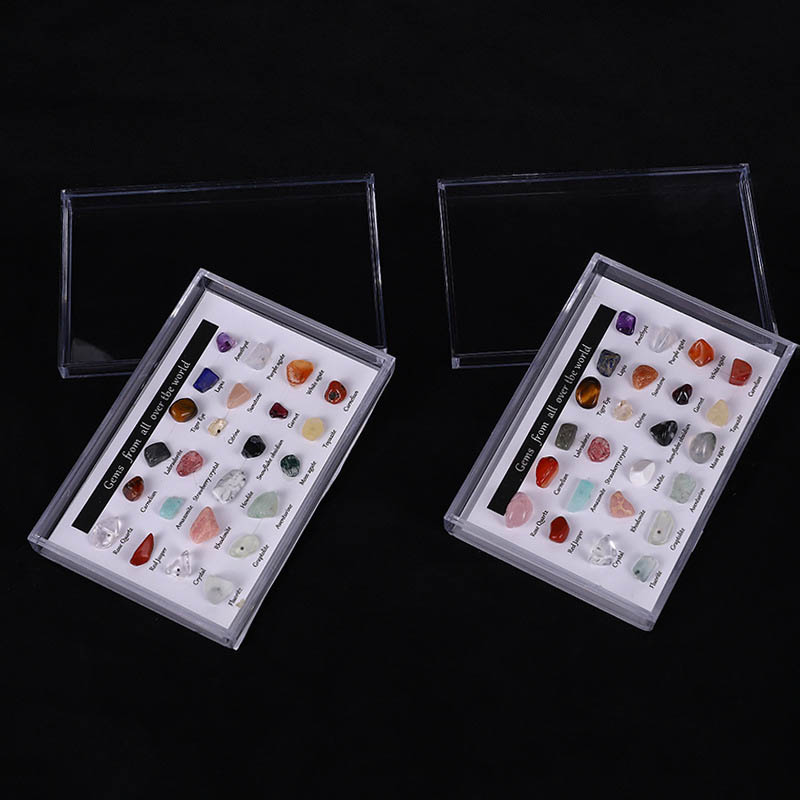 Fiasrel 24 Specimens of Natural Crystal Agate & Semi-Precious Stones - Polished Mineral Rocks for Geological Education