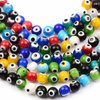 Fiasrel 1bundle 4/6/8/10mm Evil Eye Round Glass Beads Mixed Color Turkish Beads DIY Glass Bead for Bracelet Necklace
