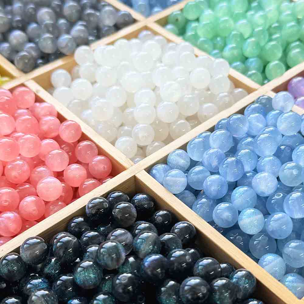 Fiasrel 1bundle 10mm Candy Beads Resin Glitter Powder Beads – DIY Craft Supplies for Bracelets Necklaces Keychains & Jewelry Making Beads