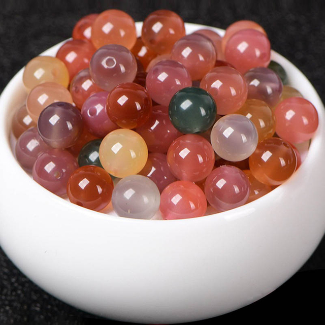 fiasrel 7A Grade Agate Loose Beads - Round Spacer Beads for DIY Crystal Jewelry Making