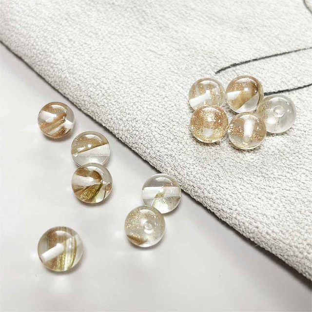 fiasrel 1bundle Japanese-style Glass Beads with Gold Sand DIY Crystal Round Beads for Jewelry Making