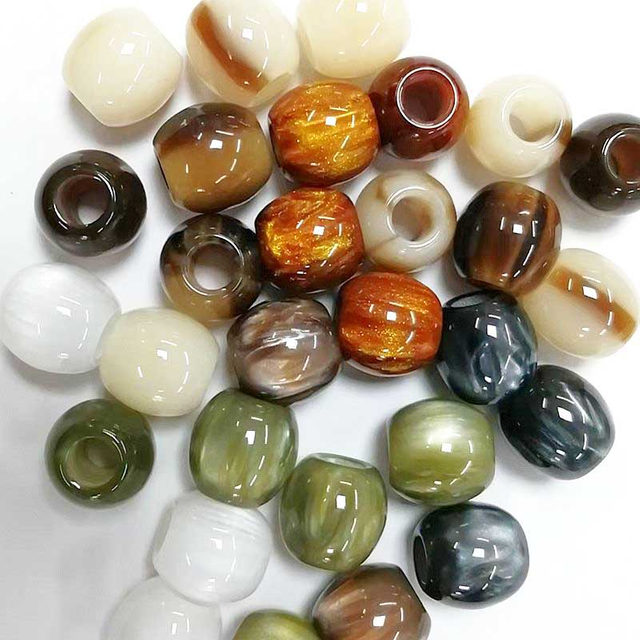 fiasrel 1bundle 12×12mm Resin Barrel Beads with Wide Straight Hole DIY Bracelet Making Meditation Beads