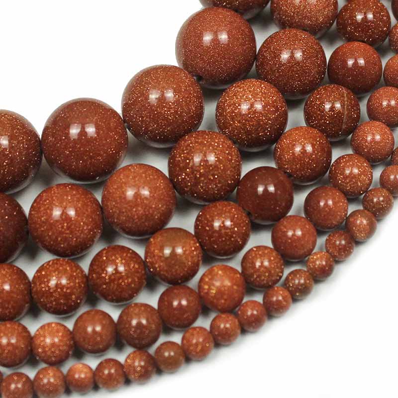 fiasrel 1bundle 4-12mm Goldstone Loose Round Beads Wholesale - Natural Gemstone with Gold Flakes DIY Handmade Beading Supplies Beads